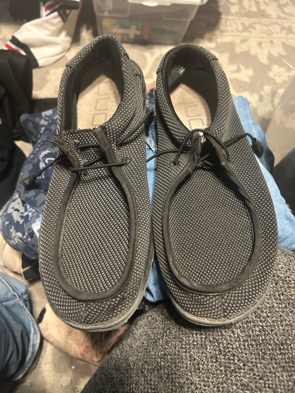 HEY DUDE Wally Sox Black Casual Slip-On Mesh Shoes -  Sz 12